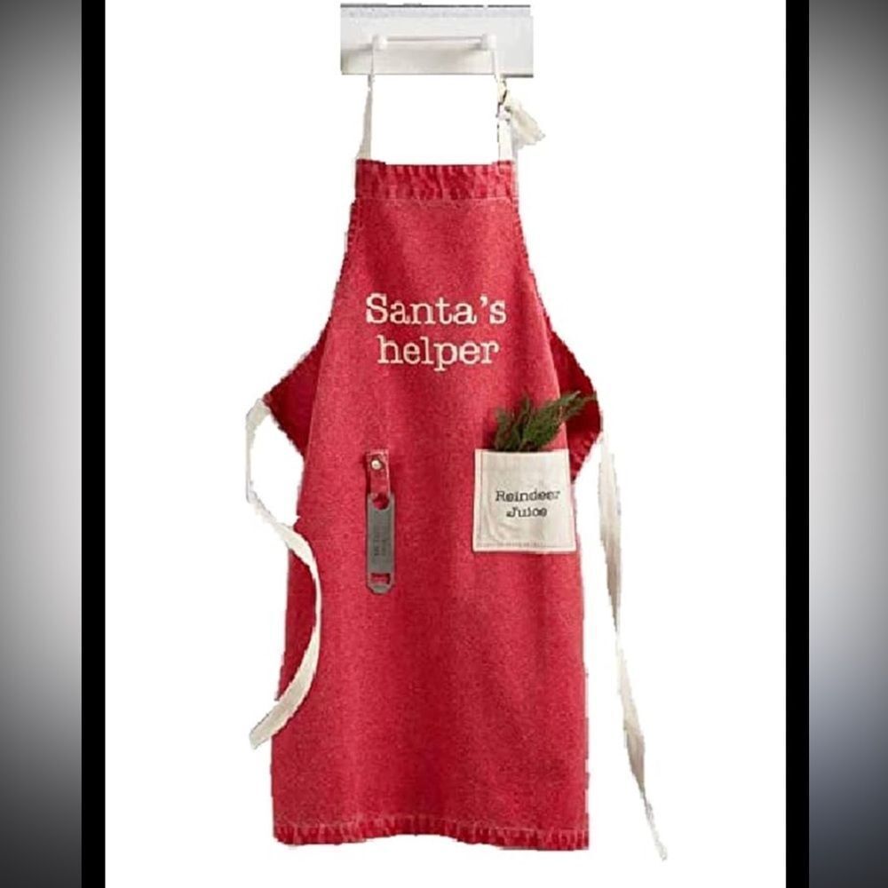 Mud pie Red Christmas Apron “Santa’s helper “ with Pocket new with tags